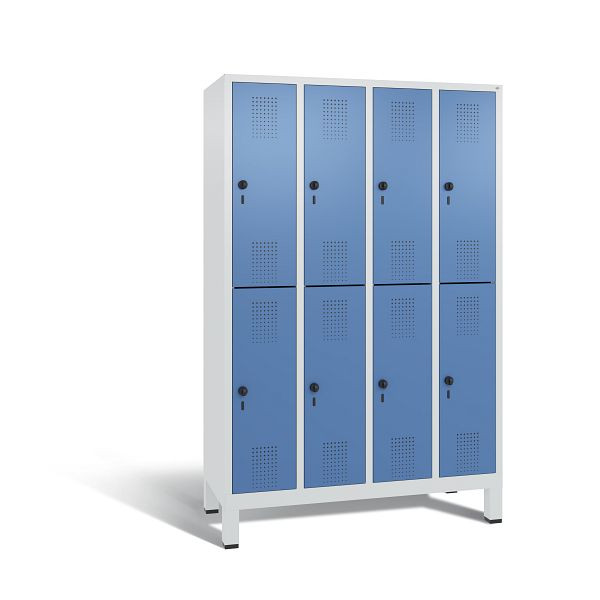 C+P locker tweelaags Evolo, H1850xB1190xD500mm, kleur: lichtgrijs / verblauw, 48310-40 S10312