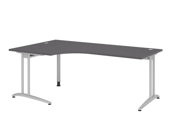 Hammerbacher hoektafel C-poot 200x120cm 90° grafiet, hoekvorm 90°, horizontale kabelgoot, links of rechts te monteren, VBS82/G/S