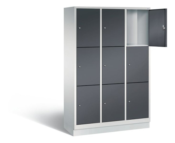 C+P lockerkast Evolo, H1800xB1200xD500mm, kleur: lichtgrijs / zwartgrijs, 48020-323 S10140