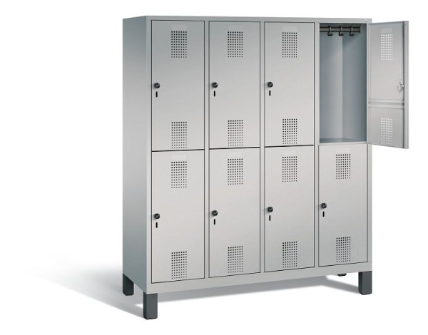 C+P locker dubbeldekker Evolo, H1850xB1590xD500mm, kleur: wit aluminium, 48310-42 S10197