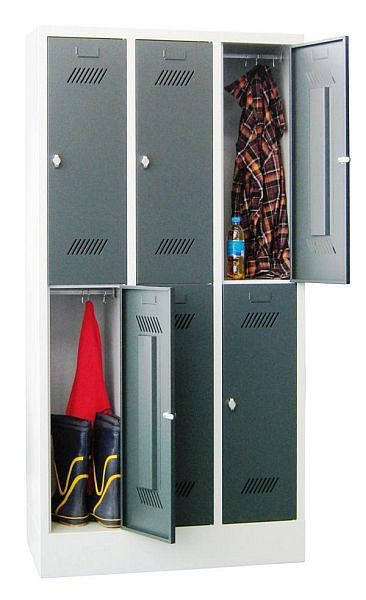 Pavoy Kleider-Schließfachschrank mit Sockel 1850/500/900, 3b x 2h, Zylinderschloss, Abteilbreite 300, 60260-323-431-910