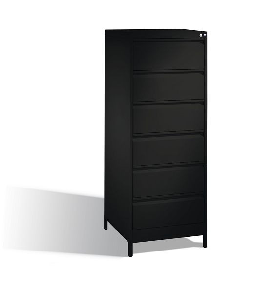 C+P archiefkast Acurado, H1357xB553xD590mm, kleur: zwart-grijs, handgreep, 12736-322 S10063