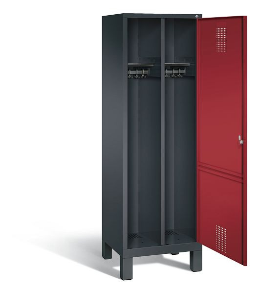 C+P zwart wit locker Evolo, H1850xW610xD500mm, kleur: zwart-grijs/robijnrood, 48210-20 S10057