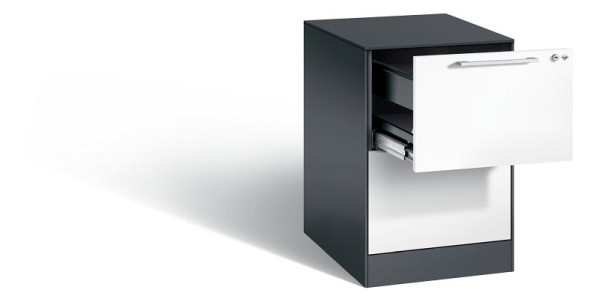 C+P hangarchiefkast Asisto, H710xB440xD600mm, kleur: zwartgrijs/verkeerswit, beugelgreep, 146 275-211 S10104