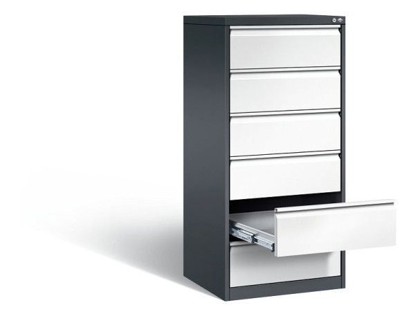 C+P archiefkast Acurado, H1357xB553xD590mm, kleur: zwartgrijs/verkeerswit, handgreep, 12736-322 S10073