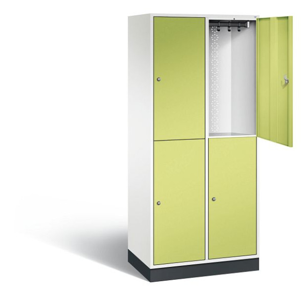 C+P locker, dubbellaags XL Intro, H1950xW820xD490mm, kleur: verkeerswit / virid green, 8270-202 S10056
