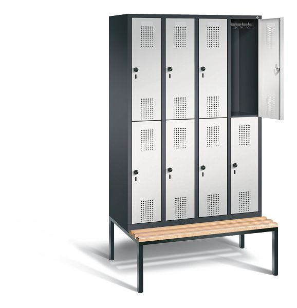 C+P locker dubbellaags Evolo, H2090xW1190xD815mm, kleur: zwartgrijs/lichtgrijs, 48350-40 S10137