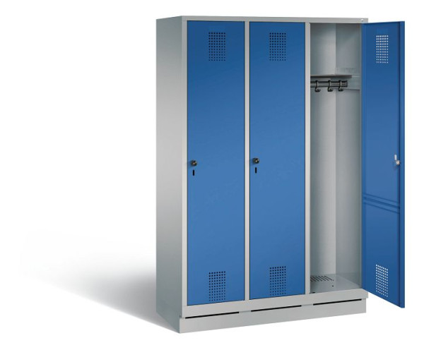 C+P Evolo kleerkast, H1800xB1200xD500mm, kleur: wit aluminium / gentiaanblauw, 48020-32 S10742