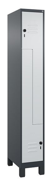 C+P Z-Spind Classic PLUS, C Z-Spind, Classic PLUS, Füße, 2 Abteile, 1950x300x500mm, 7016/7035, Drehriegel, 080013-102 S10013