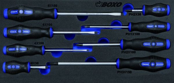 Boxo schroevendraaierset, 8 stuks, VE: 10 stuks, BX040