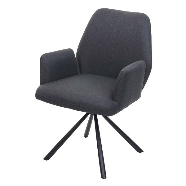 Mendler eetkamerstoel HWC-H71, keukenstoel, fauteuil, draaibaar Auto-Position stof/textiel staal, donkergrijs, 73939