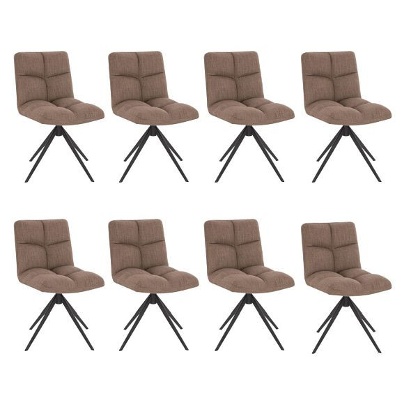 HOME DELUXE Draaibare eetkamerstoel set van 8 NODA – Geweven stof grijs/bruin, 50876