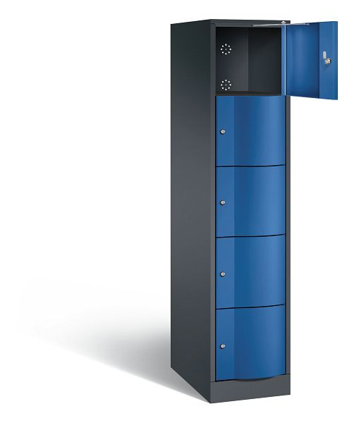 C+P XL lockerkast Resisto, H1950xB396xD640mm, kleur: zwartgrijs / gentiaanblauw, 8570-173 S10040