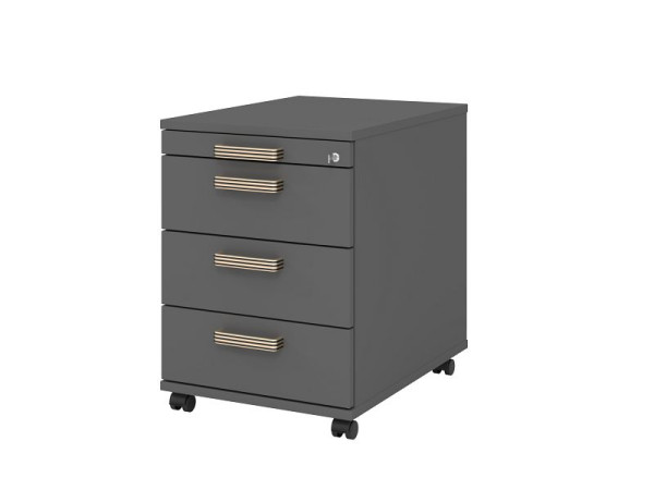 Hammerbacher rolcontainer 58cm, 3 laden, slotlijstgreep grafiet, VAC30/G/G/SG