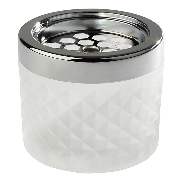 APS windasbak, Ø 9,5 cm, hoogte: 8 cm, glas, mat wit, mat, verchroomd metaal, met bajonetsluiting, 00585