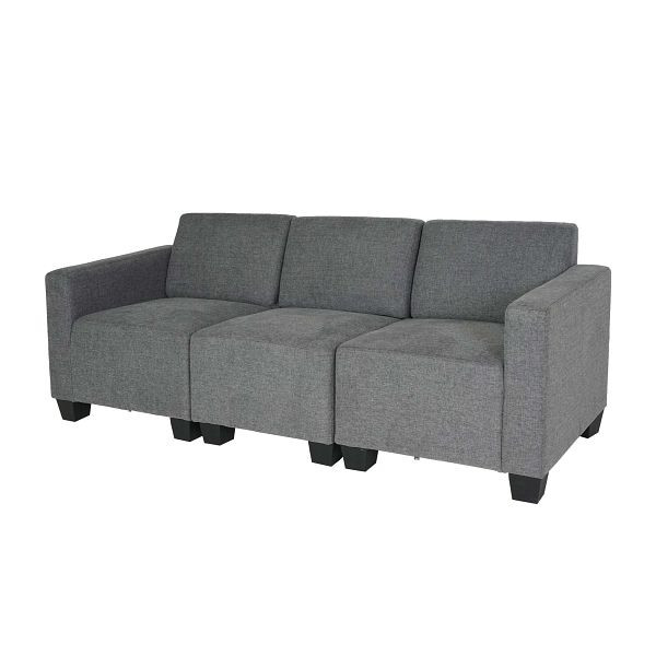 Mendler Modular 3-zitsbank Couch Lyon, stof/textiel, grijs, 75186+75187+75188