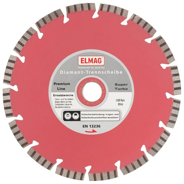 ELMAG diamantschijf 180 mm, PREMIUM LINE - SUPER TURBO (boring: 25,4 mm), 61553