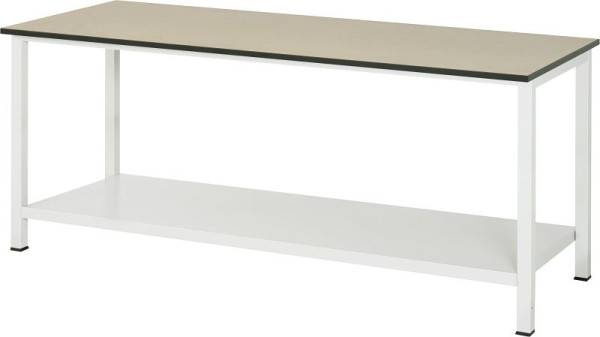 RAU werktafel serie 900, B2000xD800xH825mm, MDF werkblad (medium density fibreboard), dikte 22mm, met plank aan de onderzijde, 650mm diep, 03-900-6-F22-20.12