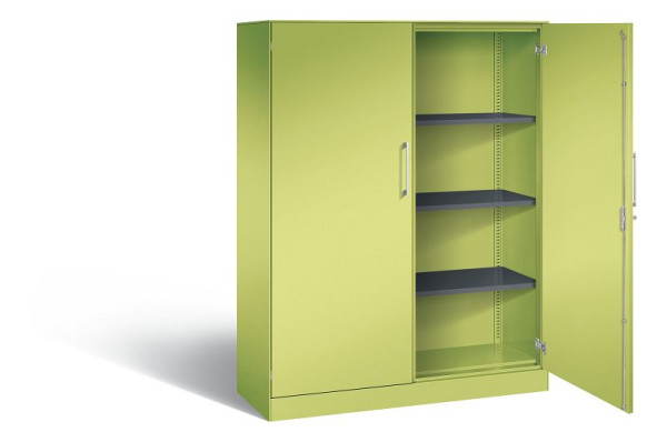 C+P vleugeldeurkast Asisto, H1635xB1200xD435mm, kleur: Viridin groen / Viridin groen, beugelgreep, 4 niveaus, 141011-000 S10071