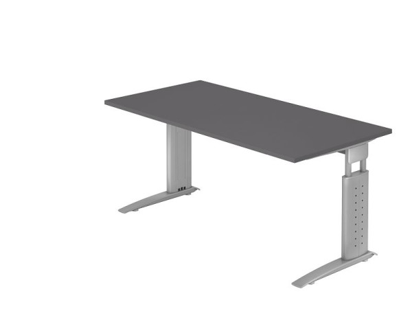 Hammerbacher bureau C-poot 160x80cm grafiet/zilver, werkhoogte 68-86 cm verstelbaar, VUS16/G/S