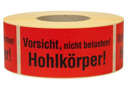 DENIOS waarschuwings- en informatielabels, let op holle behuizing, 145 x 70 mm, gemaakt van papier, 299623