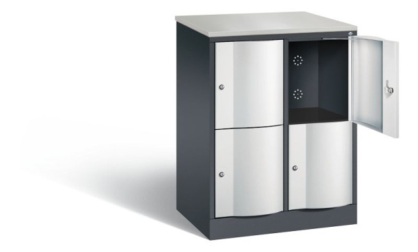 C+P lockerkast Resisto, H1077xW772xD540mm, kleur: zwartgrijs/lichtgrijs, 8472-272 S10075