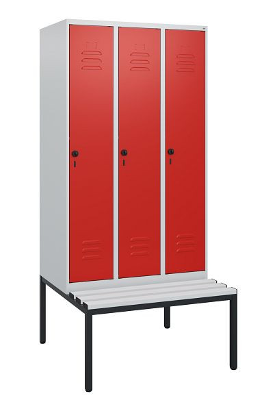 C+P luierkluis Classic PLUS, met onderbank, 3 vakken, 1950x900x815mm, 7035/3020, draaibare sluiting, 0800505-30 S10032