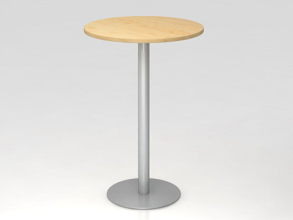 Hammerbacher bartafel 80cm rond esdoorn/zilver, zilver frame, VSTH08/3/S