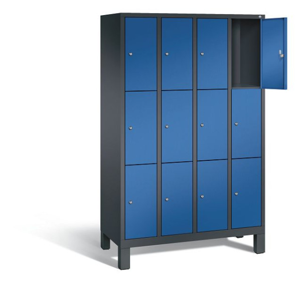 C+P lockerkast Evolo, H1850xB1190xD500mm, kleur: zwartgrijs / gentiaanblauw, 48010-403 S10112