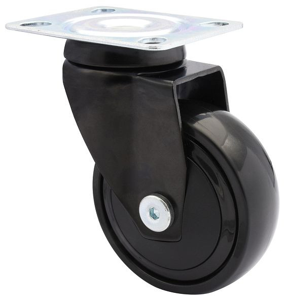 WAGNER Möbel-Lenkrolle 3C-SERIE Durchmesser 75mm, TPE, schwarz, soft, Kugellager Tragkraft 75kg, VE: 4 Stück, 1227701