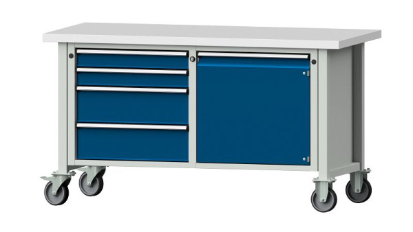 ANKE werkbanken Kastwerkbank, model 131 V, 1500 x 700 x 840 mm, RAL 7035/5010, KSP 40 mm, verrijdbaar, 305.712