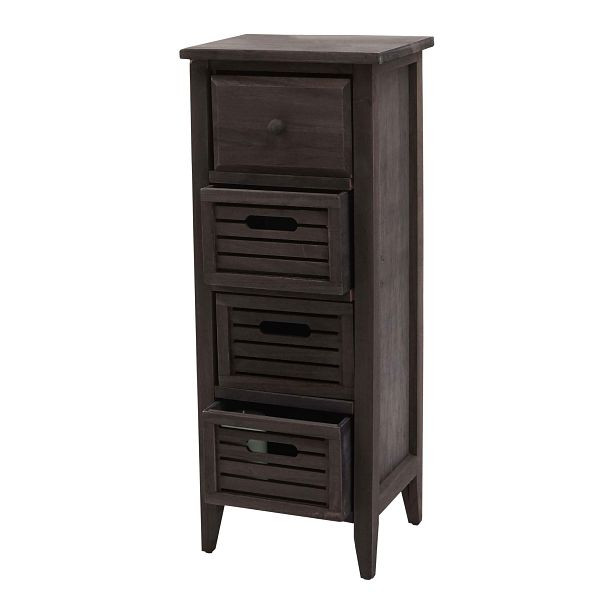 Mendler ladekast T18, ladekast, 4 lades, 74x30x25cm shabby look vintage, grijsbruin, 94472