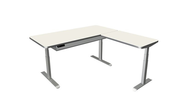 Kerkmann sta-/zittafel Move 4 Premium, B 1800 x D 800 mm, met aanbouwelement 1000 x 600 mm, elektrisch in hoogte verstelbaar van 620-1270 mm, wit, 10320910
