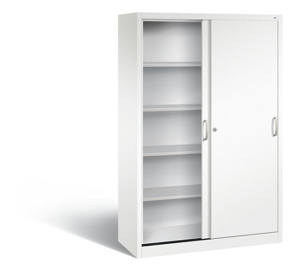 C+P schuifdeurkast Acurado, H1950xB1200xD500mm, kleur: verkeerswit, beugelgreep, 5 FH, 2050-00 S10229