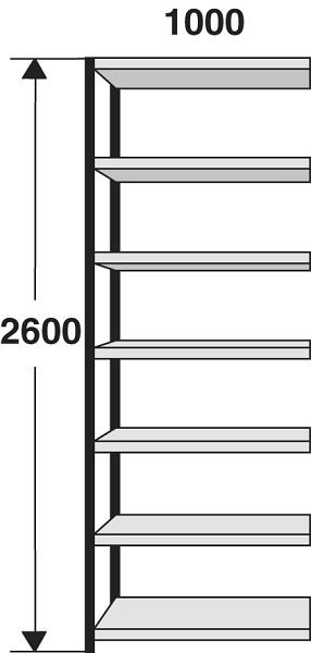Kerkmann stellingveld Stora 100, B 1000 x D 300 x H 2600 mm, zilver/lichtgrijs, 51249514