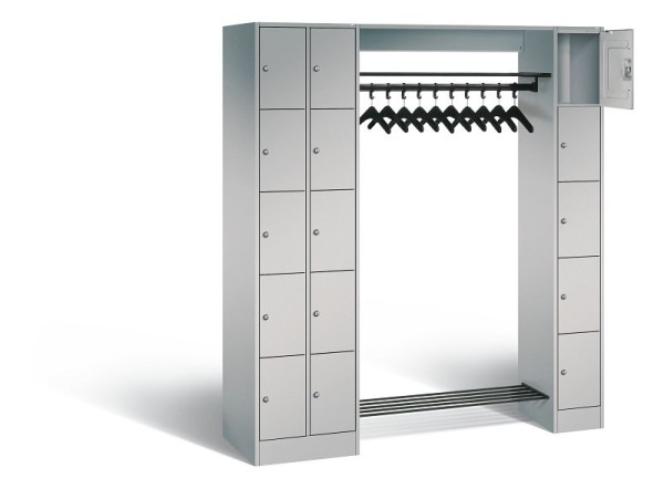 C+P open garderobe serie 8070, H1950xB2100xD480mm, kleur: wit aluminium, 80730-00 S10030