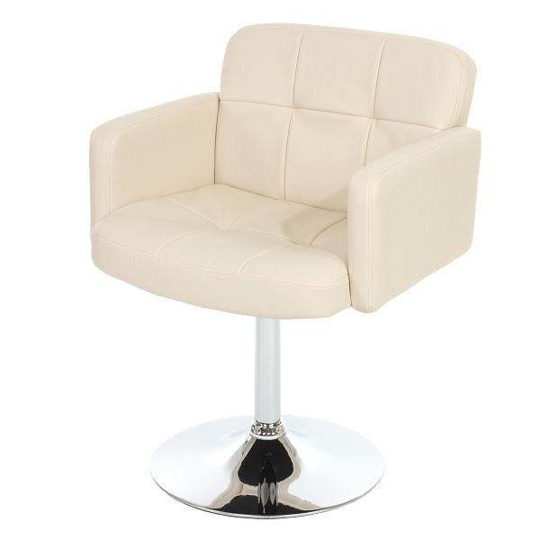Mendler Orlando eetkamerstoel, keukendraaistoel, kunstleer chroom, creme, 26643