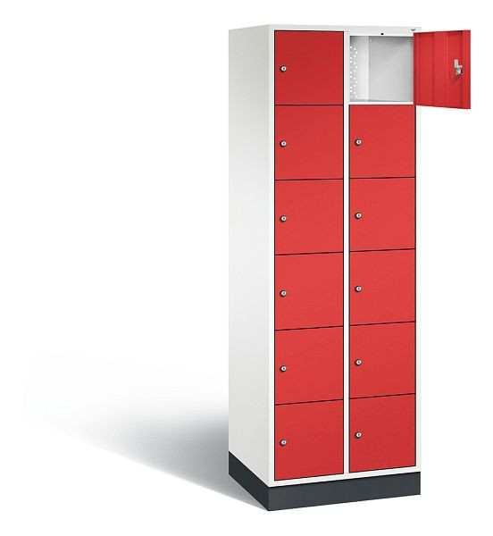 C+P lockerkast Intro, H1950xB620xD490mm, kleur: verkeerswit / vuurrood, 8670-201 S10134