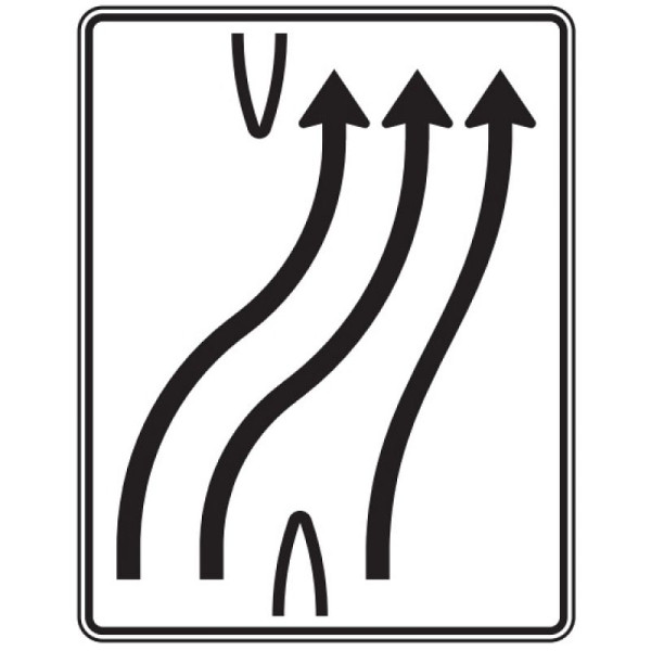 Stein HGS HGS overstapbord, 3 rijstroken rechts, 2 rijstroken wissel, RA2/Alform, zonder afstandsinformatie, 1600x1250mm, 501-25-122