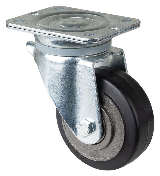 BS Rollen zwaarlastwiel, wielbreedte 50 mm, wiel-Ø 125 mm, draagvermogen 275 kg, zwarte elastische banden, gegoten wiellichaam, kogellagers, N100.B81.125