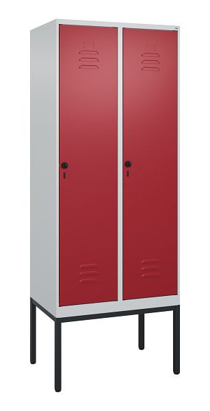 C+P Umkleidespind Classic PLUS, Gestell, 2 Abteile, 2120x800x500mm, 7035/3003, Drehriegel, 0800307-22 S10001