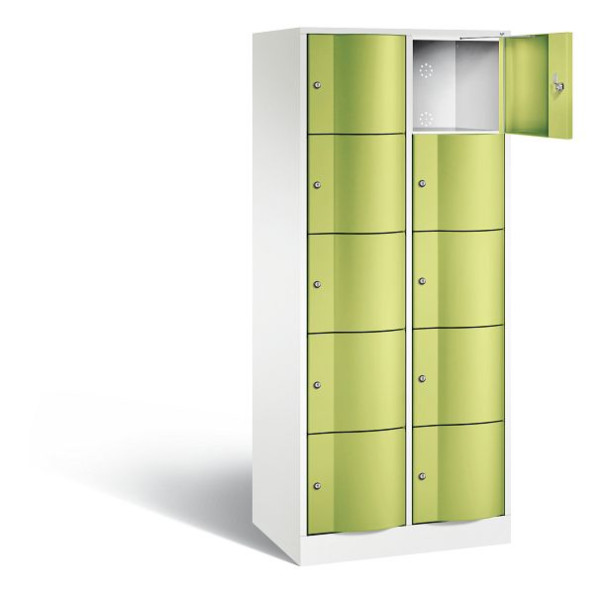 C+P lockerkast Resisto, H1950xB772xD540mm, kleur: verkeerswit / virid green, 8570-272 S10605