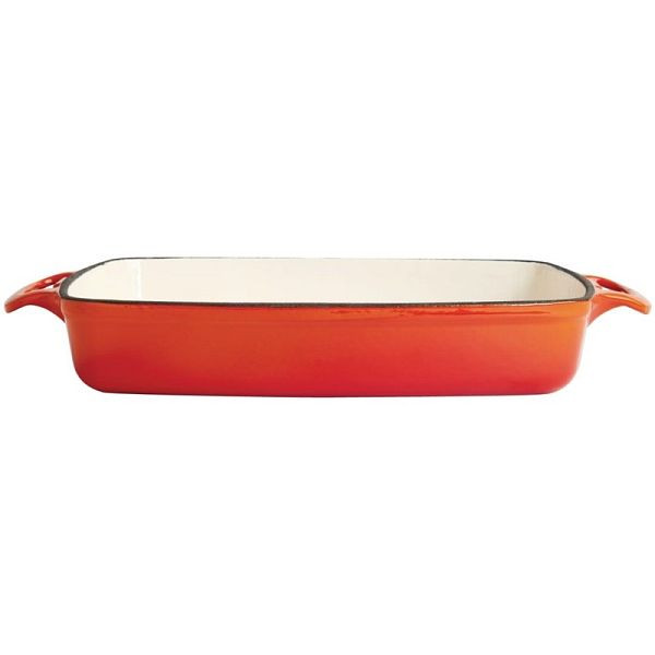 Vogue rechthoekige braadpan gietijzer oranje groot, GH322