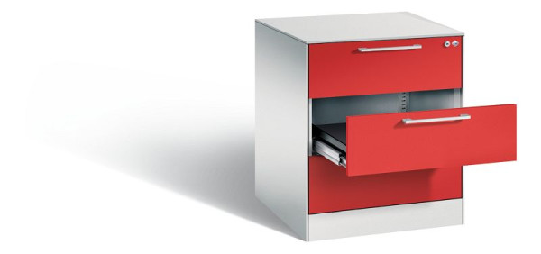 C+P archiefkast Asisto, H710xB562xD600mm, kleur: lichtgrijs / vuurrood, beugelgreep, 146274-322 S10164