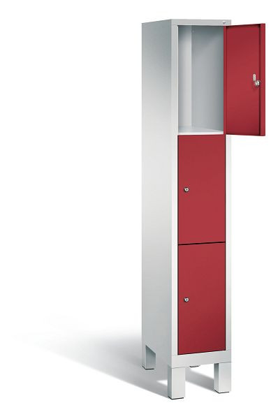 C+P lockerkast Evolo, H1850xB320xD500mm, kleur: lichtgrijs/robijnrood, 48010-103 S10059