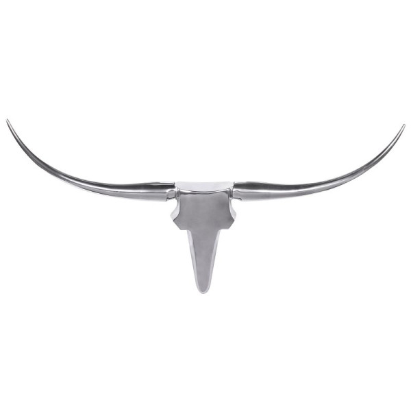 Wohnling Decoratief gewei Bull M zilver 100 cm aluminium design hoorns, wanddecoratie stierenkop hoorn modern, WL1.245