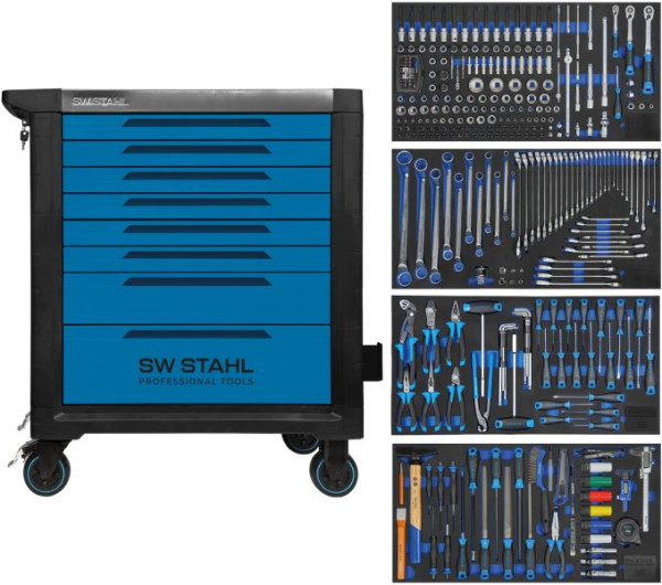 SW-Stahl professionele werkplaatswagen TT802, blauw, uitgerust, 338 stuks, Z3211