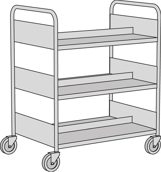 Kerkmann Univers boekenwagen, B 900 x D 600 x H 1100 mm, lichtgrijs, 14869711