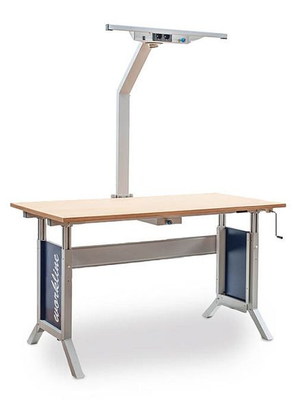 Bedrunka + Hirth werklijn onderstel tafelcombinatie, klemslot, 1x werkblad beuken multiplex, 1x montageframe, 1500 x 750 mm, 07.75.35