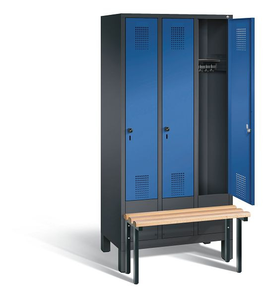 C+P Evolo kleerkast, H1850xB900xD815mm, kleur: zwartgrijs / gentiaanblauw, 48030-30 S10141